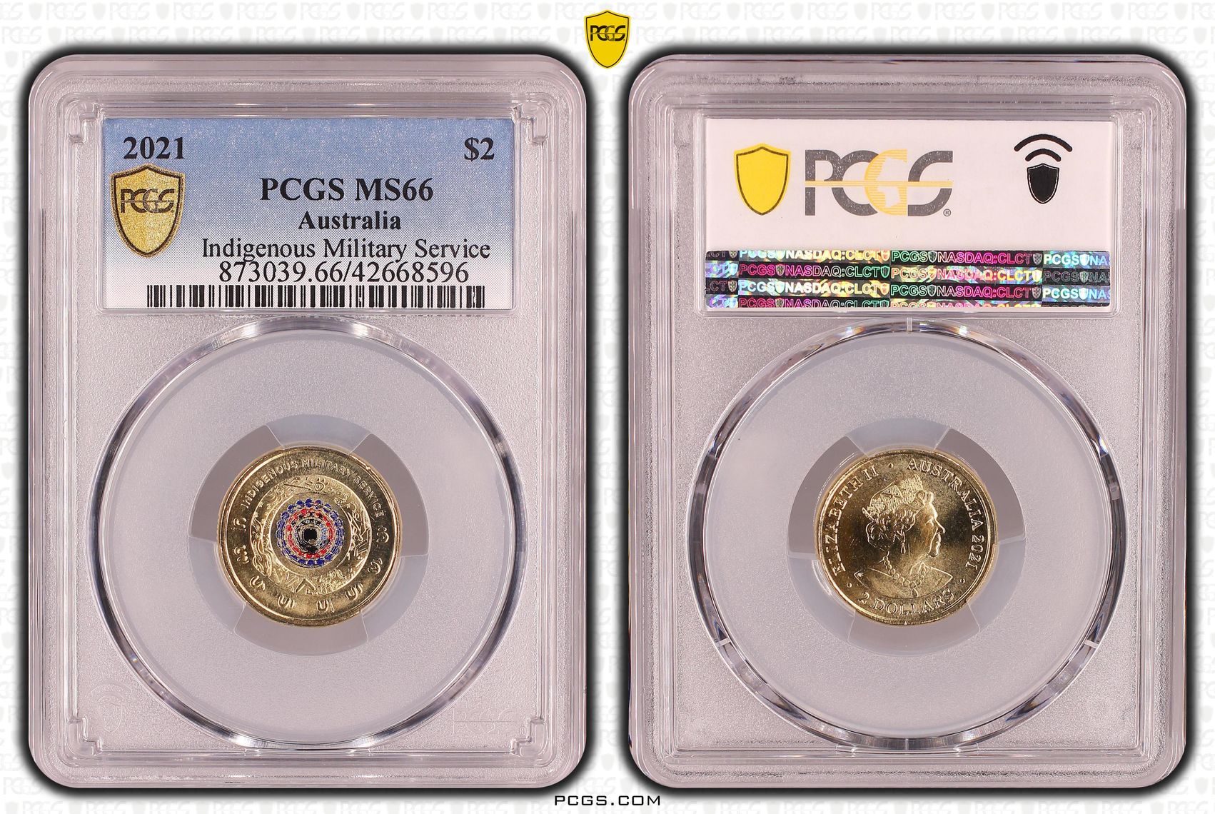 2021 $2 Coloured Indigenous Service PCGS Graded Coin MS66